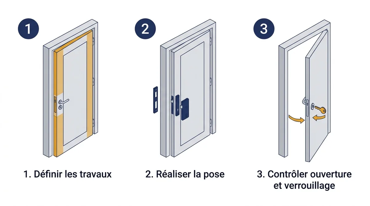 Porte à Sartrouville : étapes de définition des travaux, de pose et de contrôle du fonctionnement