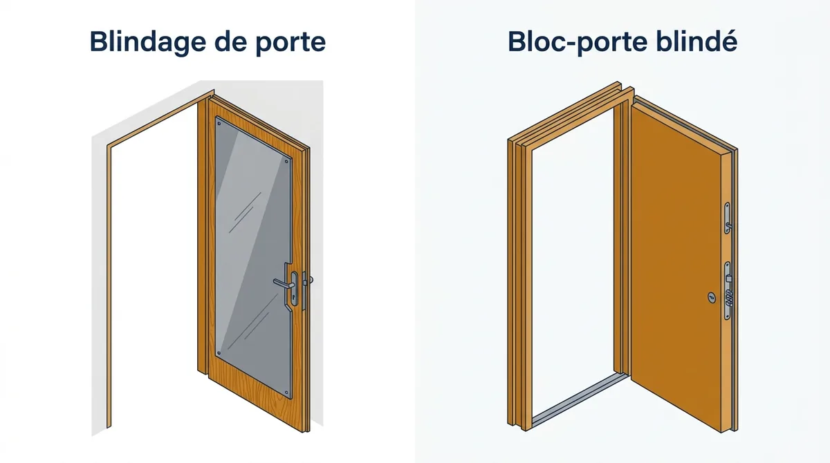Porte à Savigny-sur-Orge : comparaison entre blindage de la porte conservée et bloc-porte complet