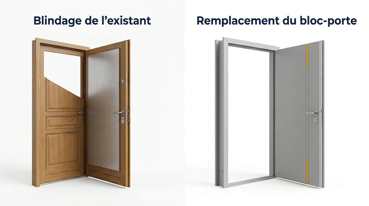 Porte à Taverny : comparaison entre blindage de l’existant et remplacement du bloc-porte