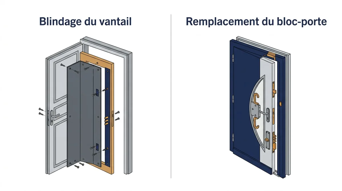 Porte à Vélizy-Villacoublay : blindage du vantail ou remplacement complet du bloc-porte