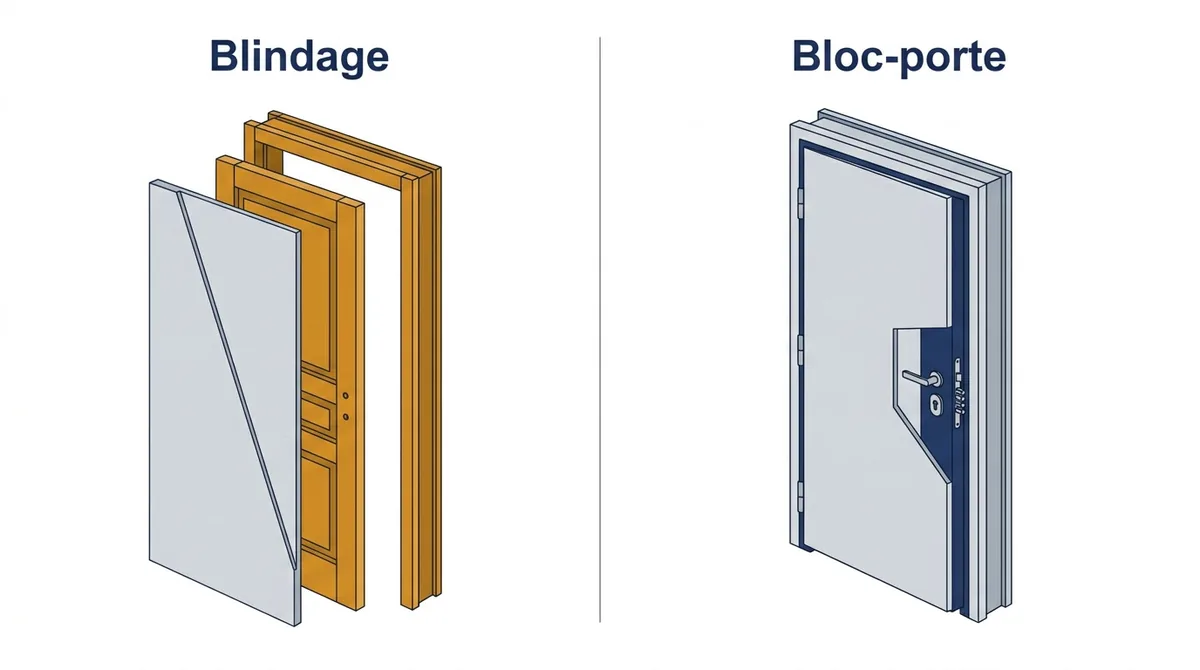 Porte à Vigneux-sur-Seine : comparaison du blindage et du bloc-porte complet