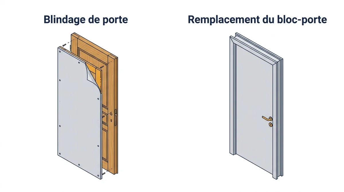 Porte blindée à Corbeil-Essonnes : comparaison entre blindage et remplacement du bloc-porte