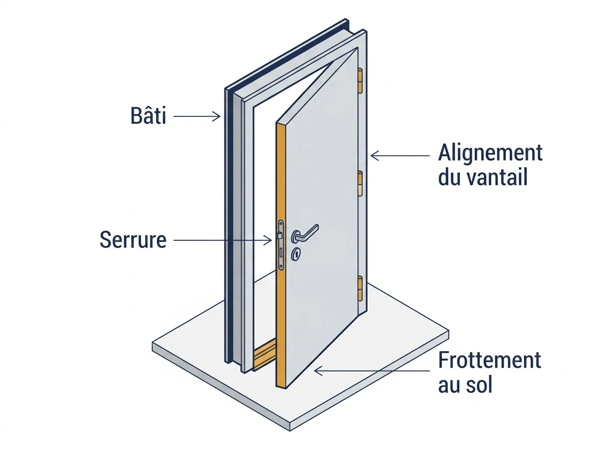 Porte blindée à Élancourt : points de contrôle en cas de frottement ou de fermeture difficile