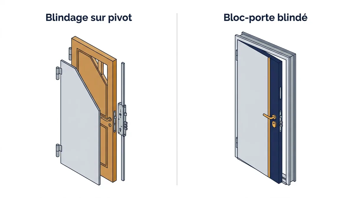 Porte blindée à Igny : comparaison entre blindage sur pivot et bloc-porte complet