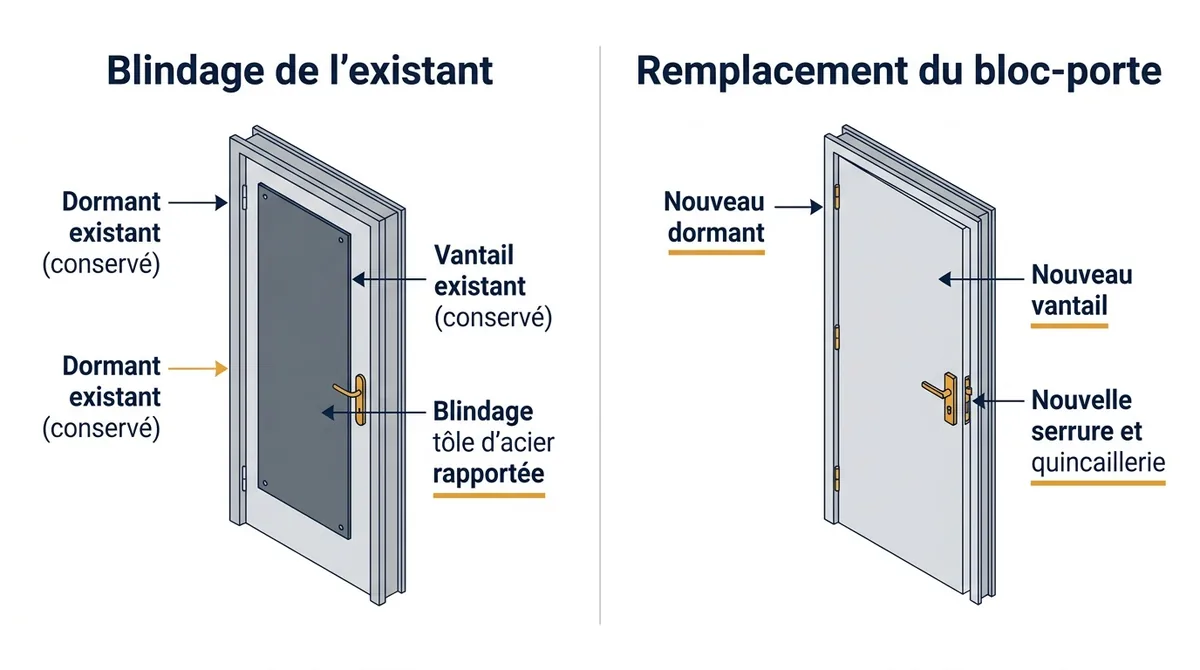 Porte blindée à La Celle-Saint-Cloud : comparaison entre blindage et remplacement du bloc-porte