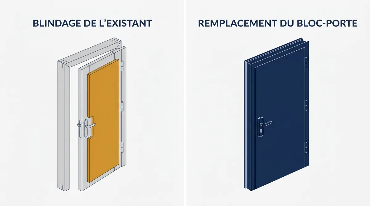 Porte blindée à Le Port-Marly : comparaison entre blindage de l’existant et remplacement du bloc-porte