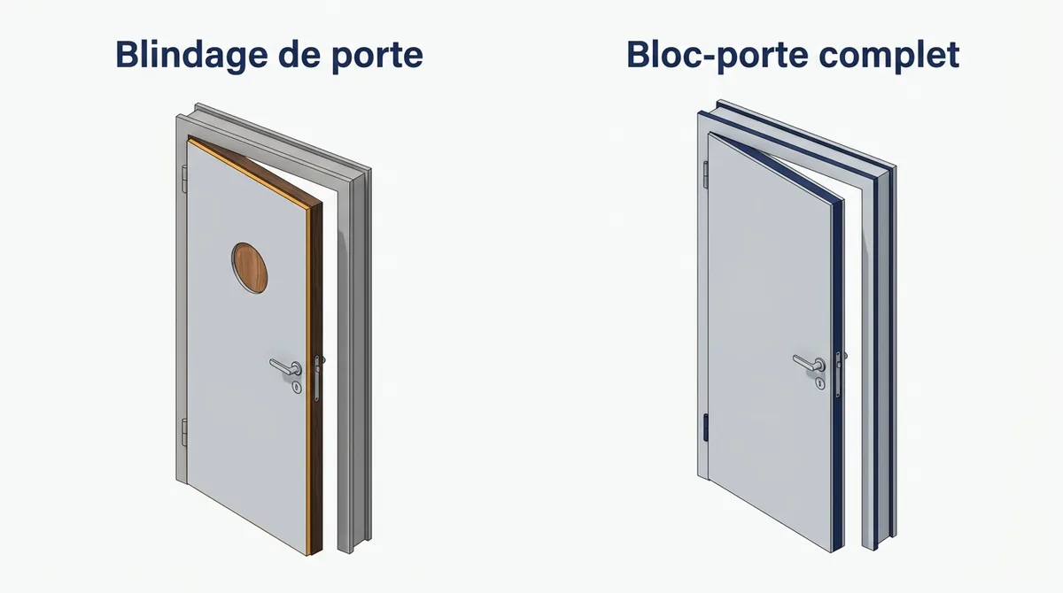 Porte blindée à Maurepas : comparaison entre blindage d’une porte conservée et bloc-porte complet