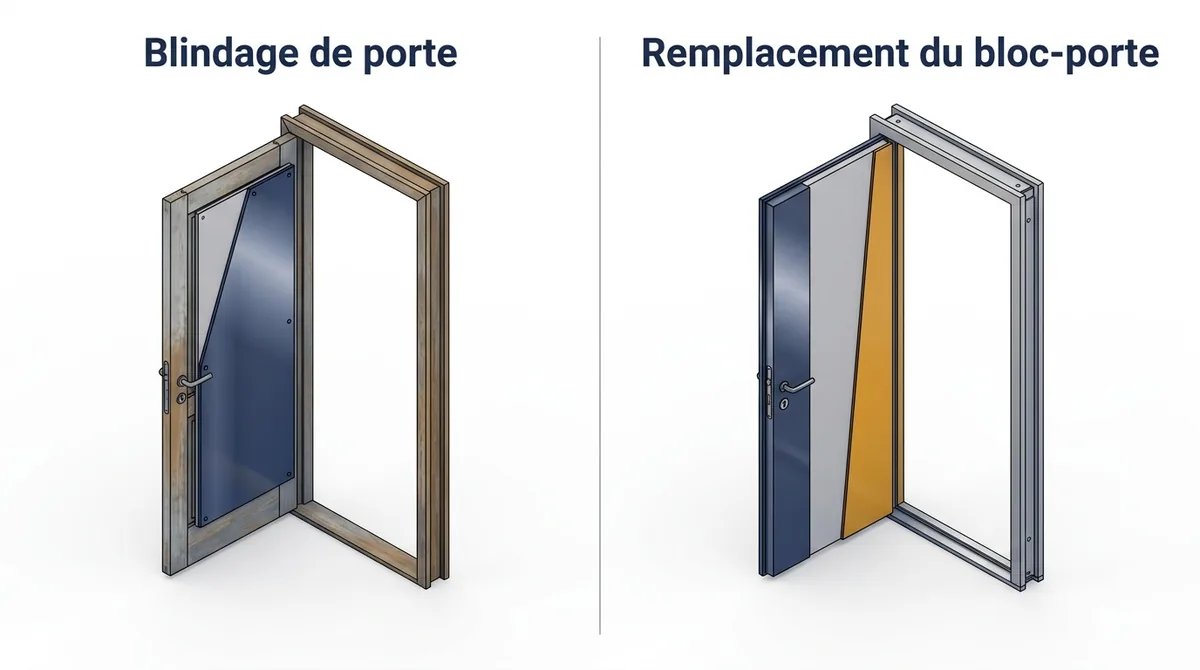 Porte blindée à Mitry-Mory : comparaison entre blindage du vantail et remplacement du bloc-porte