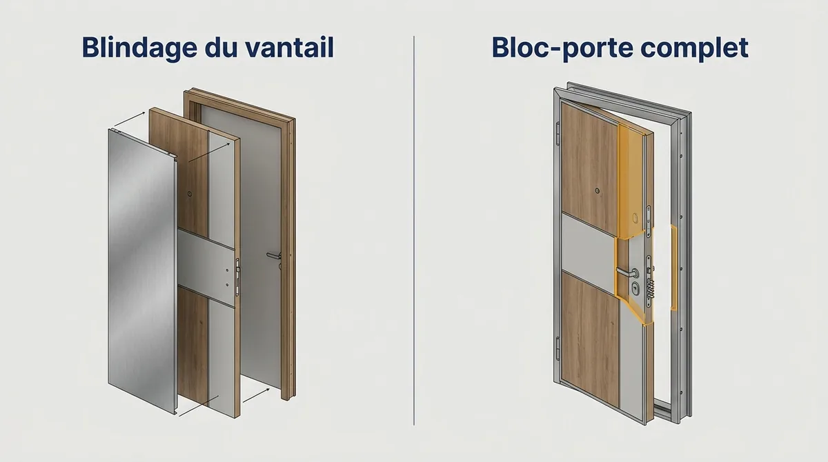 Porte blindée à Neuilly-sur-Seine : comparaison du blindage du vantail et du bloc-porte