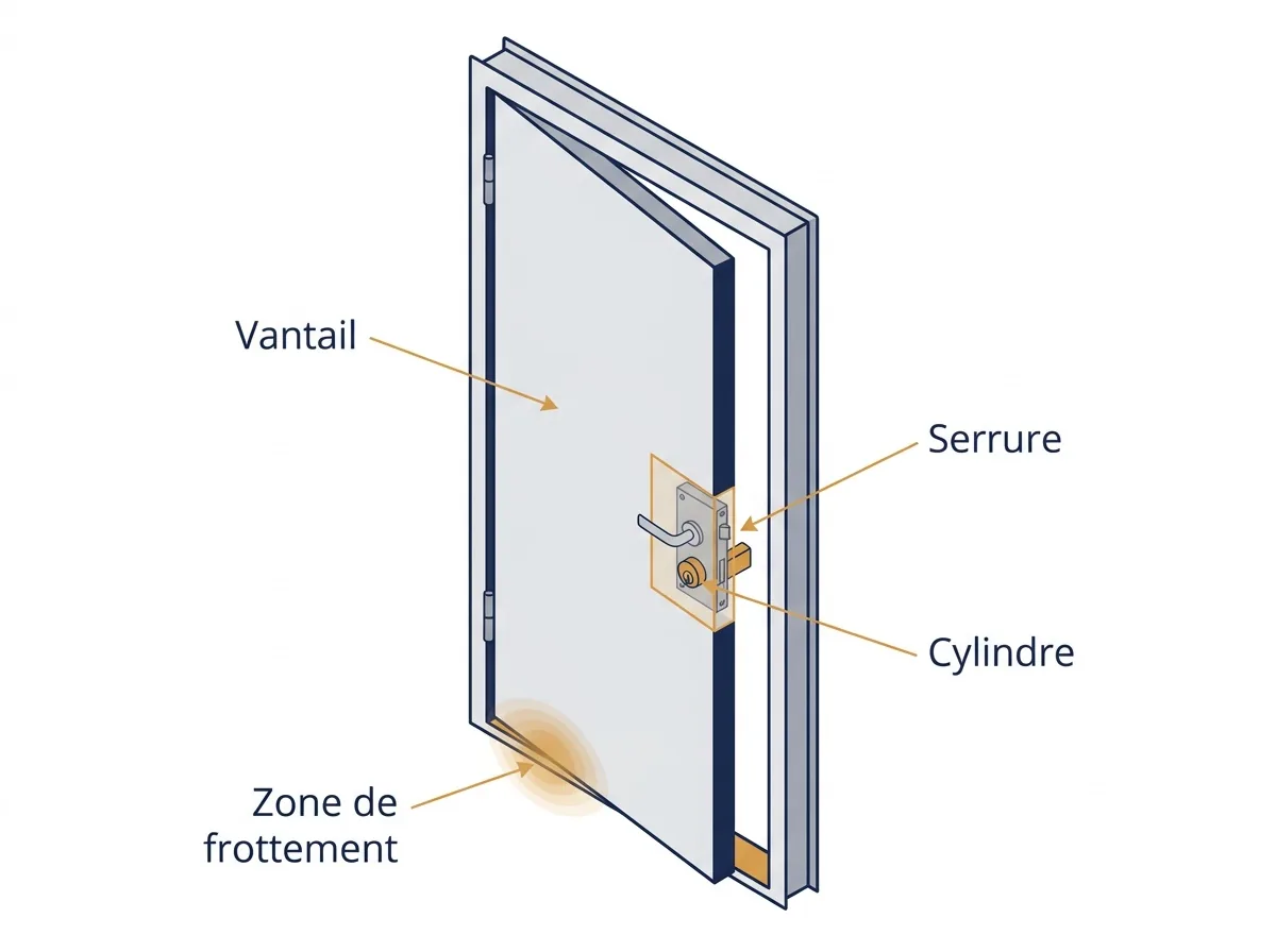 Porte blindée à Paris 12e : repérage du frottement, de la serrure et du cylindre