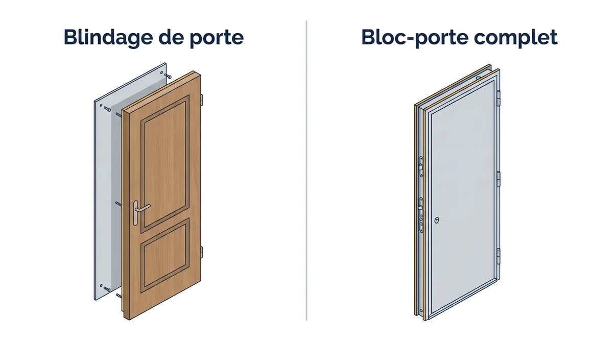 Porte blindée à Villeneuve-Saint-Georges : comparaison du blindage et du bloc-porte complet