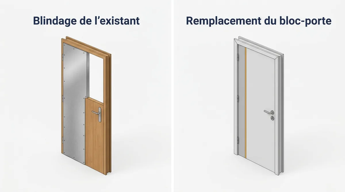 Porte d’entrée à Asnières-sur-Seine : comparaison du blindage et du remplacement en bloc-porte