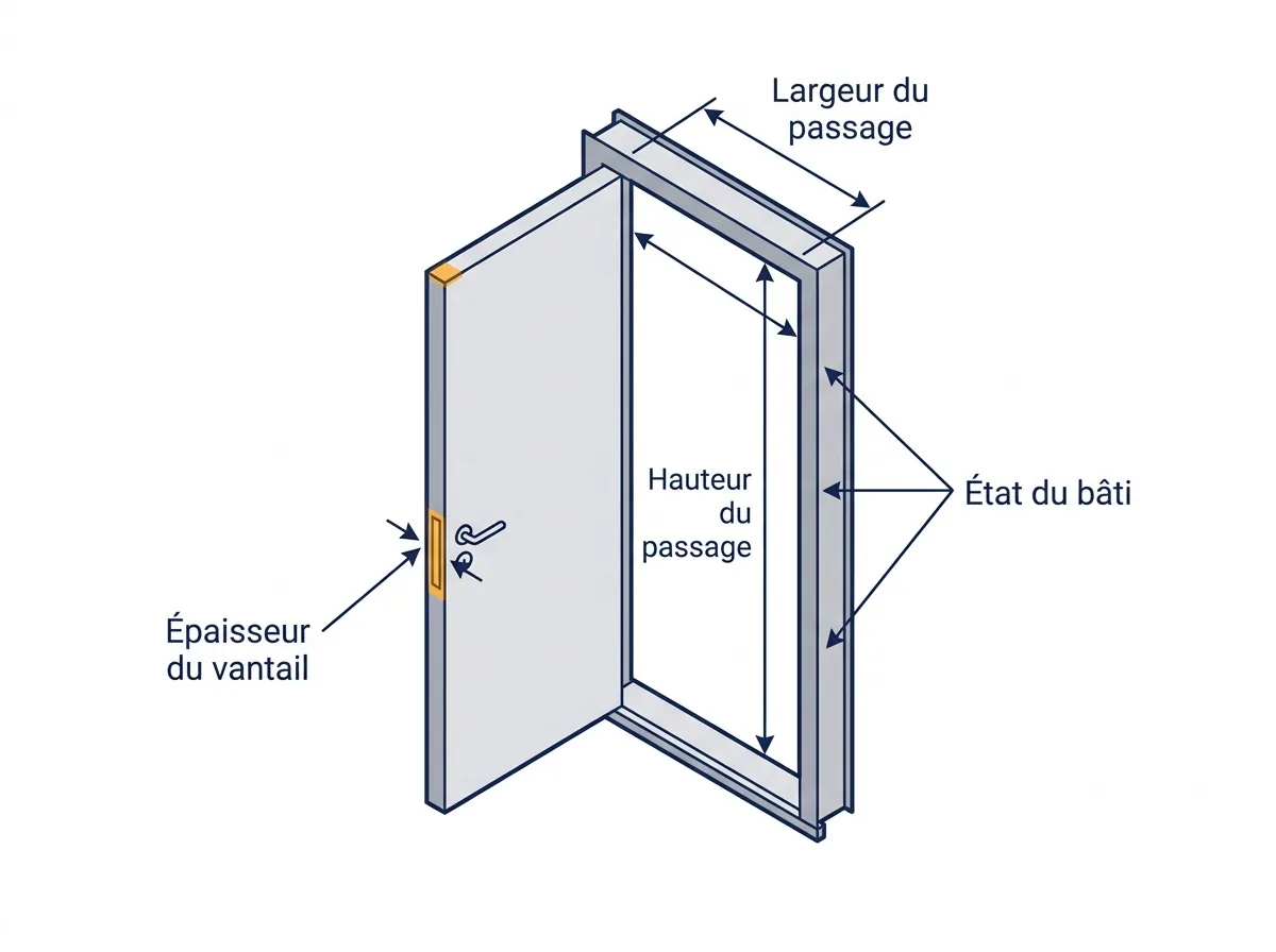 Porte d’entrée à Bois-Colombes : repérage des dimensions et de l’état du bâti avant devis