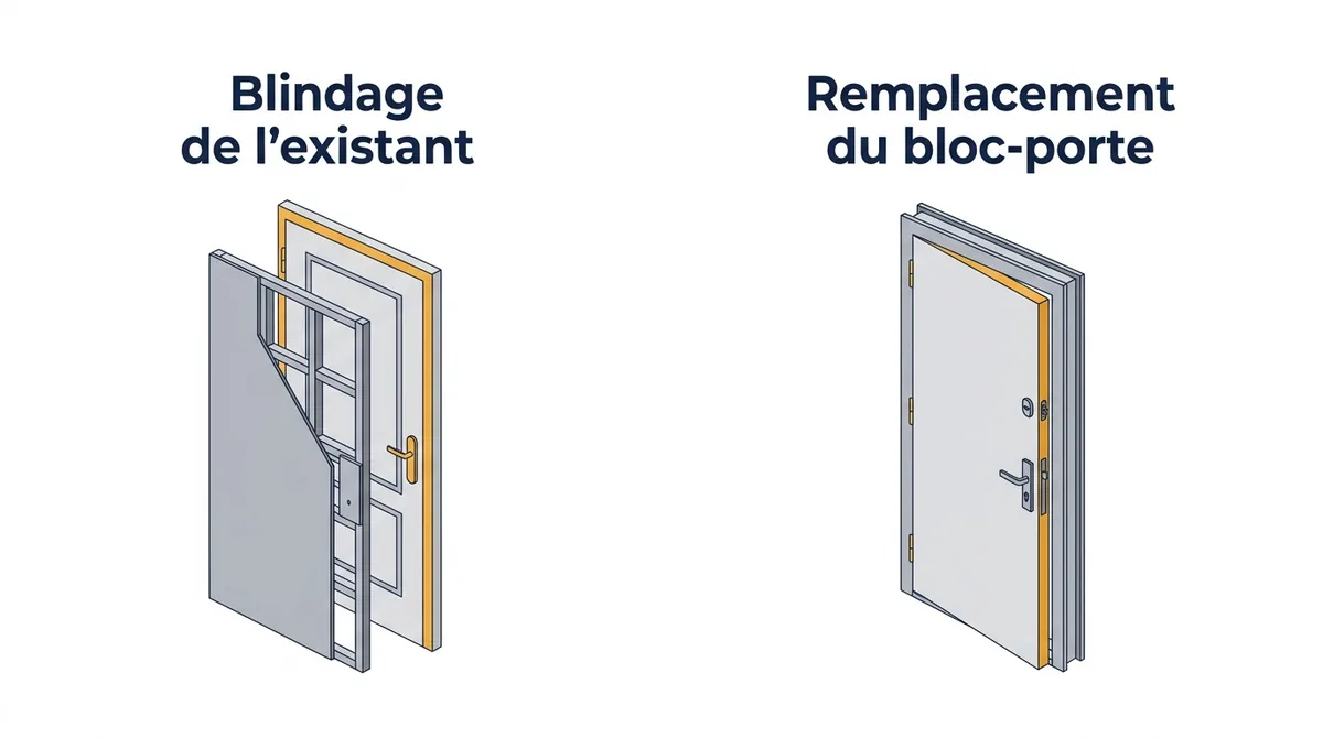 Porte d’entrée à Eaubonne : comparatif entre blindage de l’existant et remplacement du bloc-porte