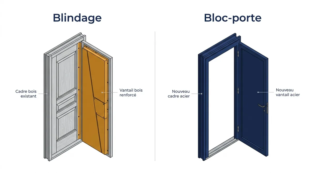 Porte d’entrée à Élancourt : comparaison entre blindage et remplacement du bloc-porte