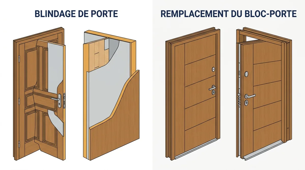 Porte d’entrée à Gennevilliers : blindage du vantail existant ou remplacement complet du bloc-porte