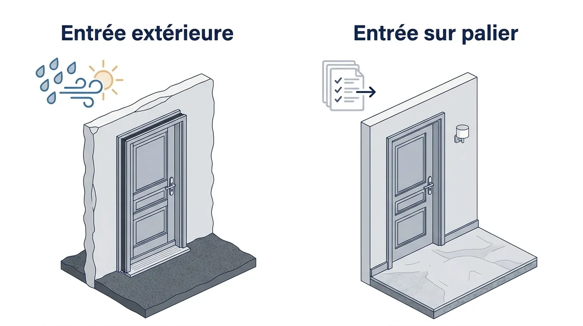 Porte d’entrée à Le Perray-en-Yvelines : comparaison entre accès extérieur et accès sur palier
