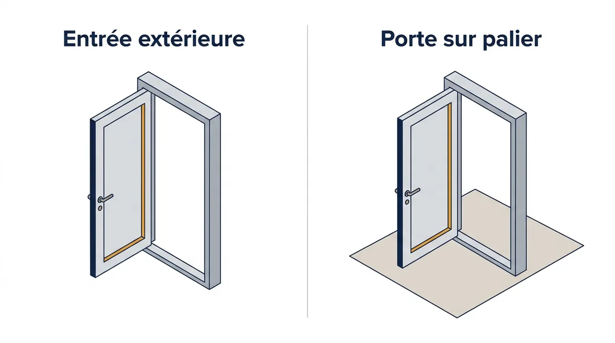 Porte d’entrée à Magny-le-Hongre : comparaison entre accès extérieur et porte sur palier