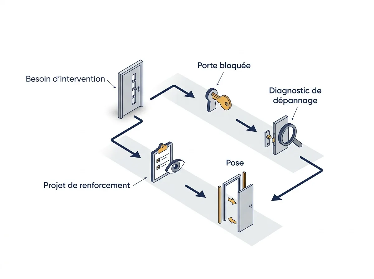 Porte d’entrée à Paris 3e : orientation entre dépannage d’une porte bloquée et projet de renforcement