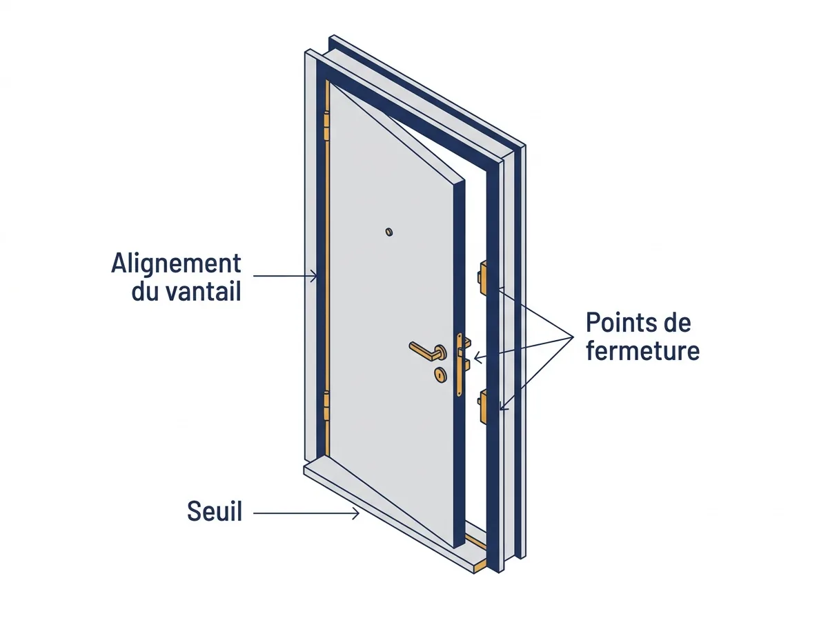 Porte palière à Les Ulis : repérage de l’alignement, du seuil et des points de fermeture