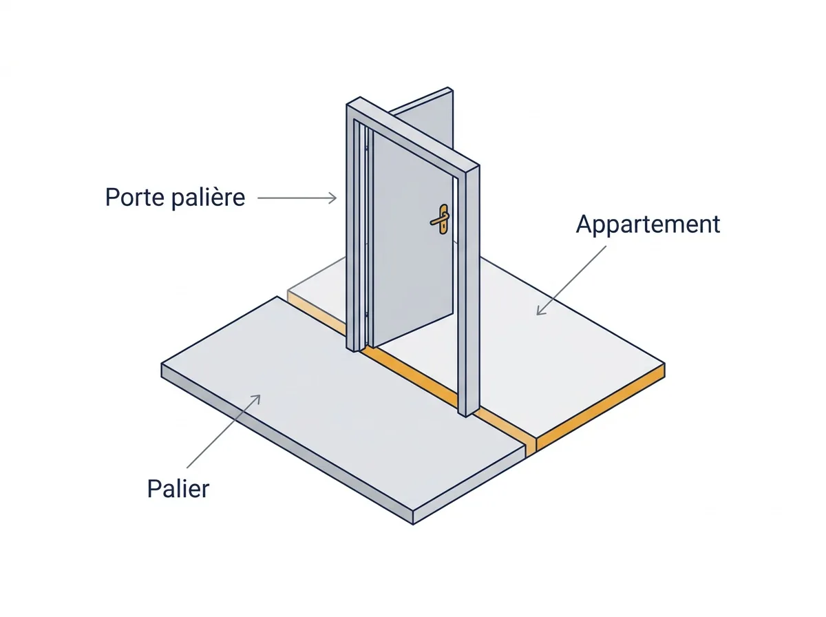 Porte palière à Sainte-Geneviève-des-Bois : séparation entre l’appartement et le palier