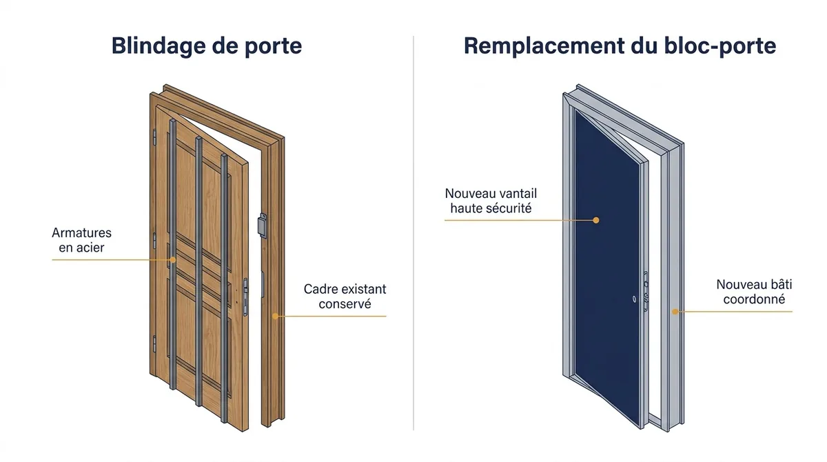 Porte renforcée à Montsoult : comparaison entre conservation de la porte et remplacement du bloc-porte
