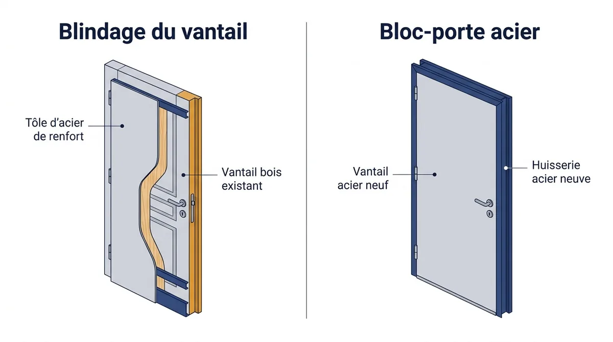 Porte sécurisée à Paris 8e : comparatif entre blindage du vantail et remplacement du bloc-porte