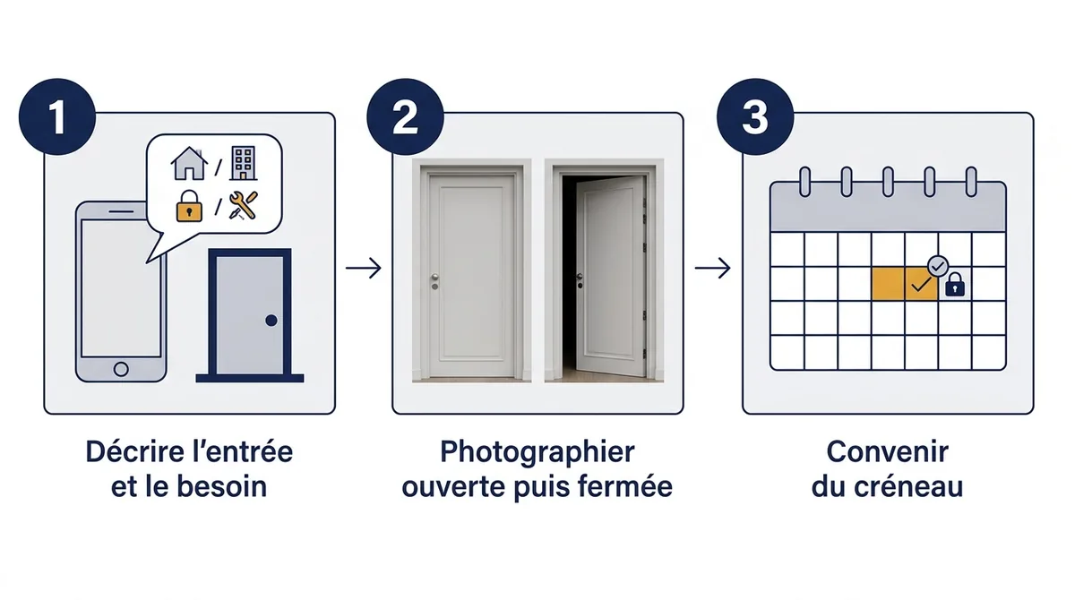 Préparation d’intervention à Argenteuil : description du besoin, photos de la porte et créneau convenu