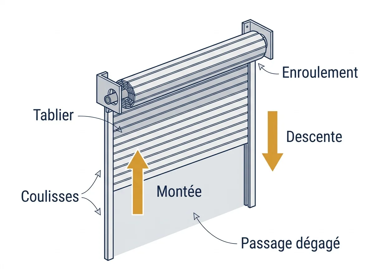 Rideau de garage à Mouroux : fonctionnement de l’enroulement pour dégager le passage