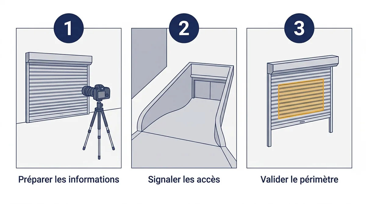 Rideau métallique à Antony : préparation des informations, signalement des accès et validation des travaux