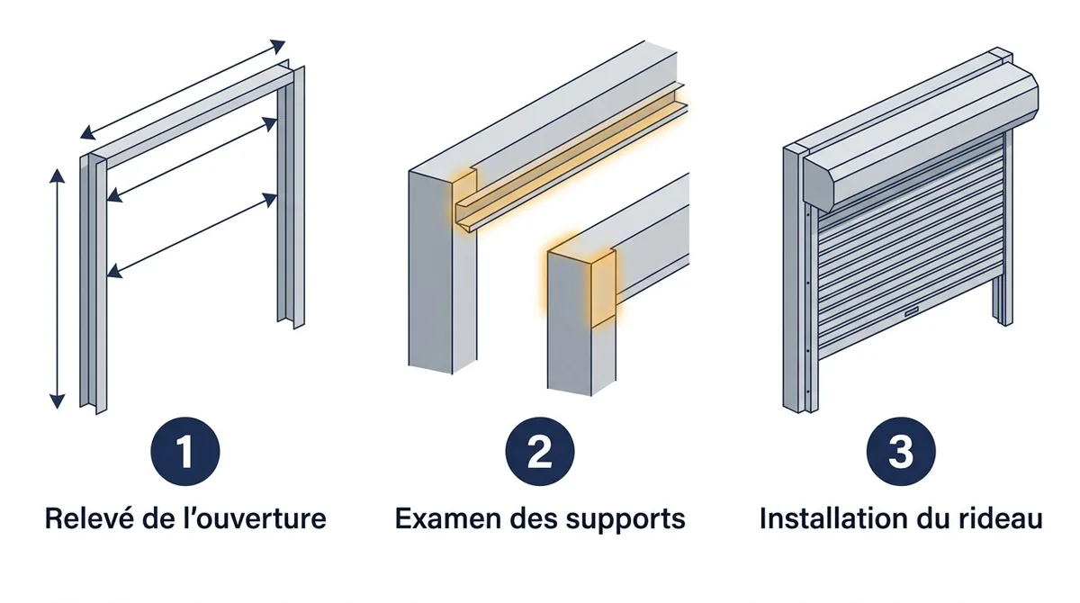 Rideau métallique à Athis-Mons : relevé de l’ouverture, examen des supports et installation