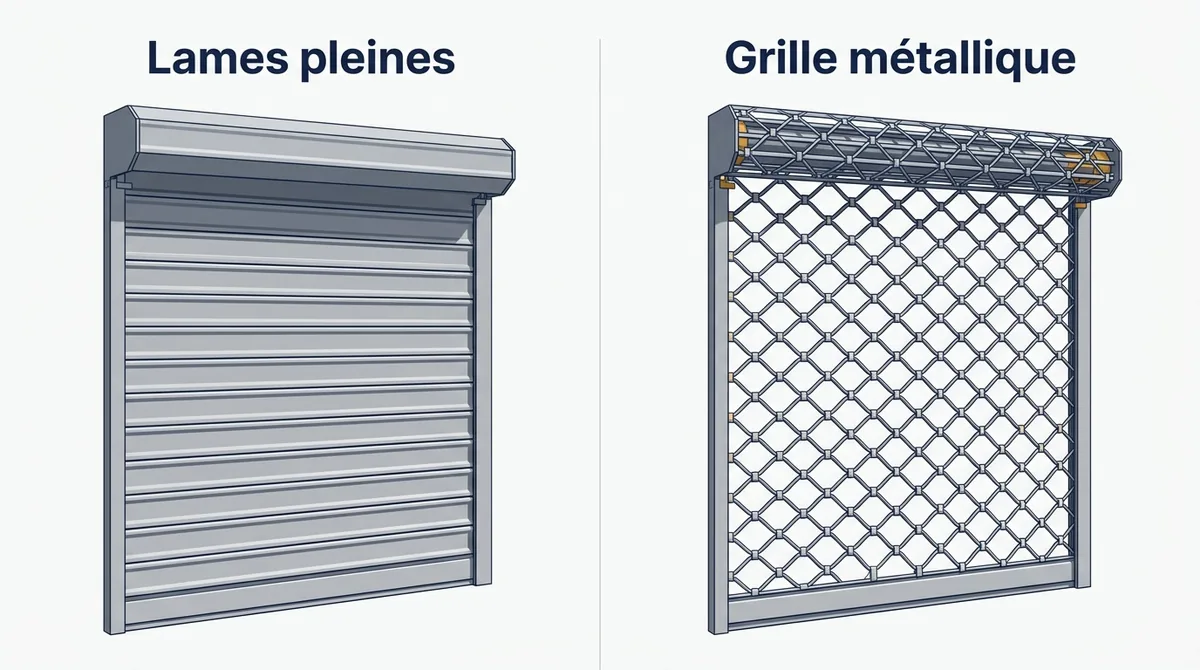 Rideau métallique à Champs-sur-Marne : comparaison entre lames pleines et grille métallique