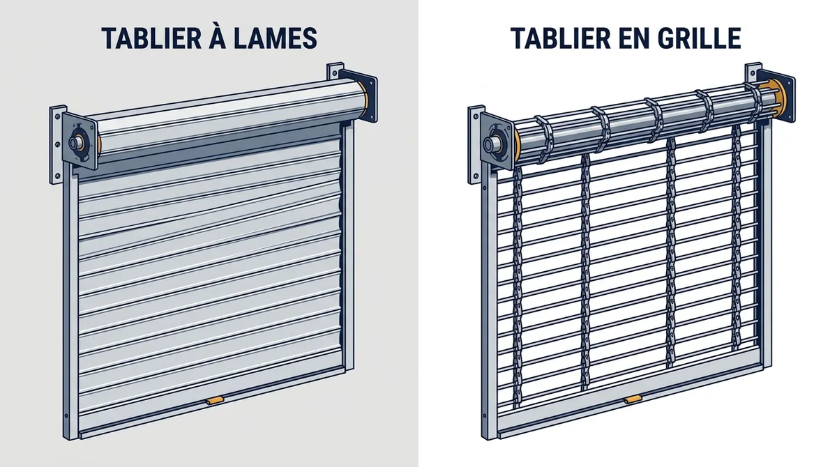 Rideau métallique à Claye-Souilly : comparaison d’un tablier à lames et d’un tablier en grille