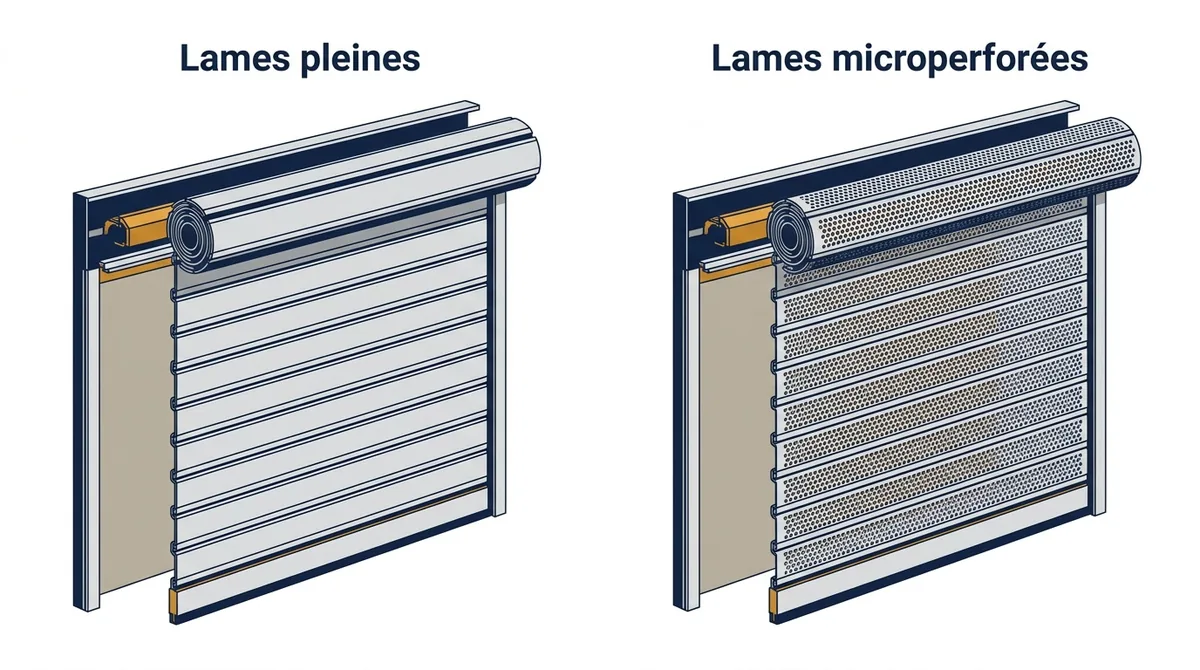 Rideau métallique à Éragny-sur-Oise : comparaison des lames pleines et microperforées