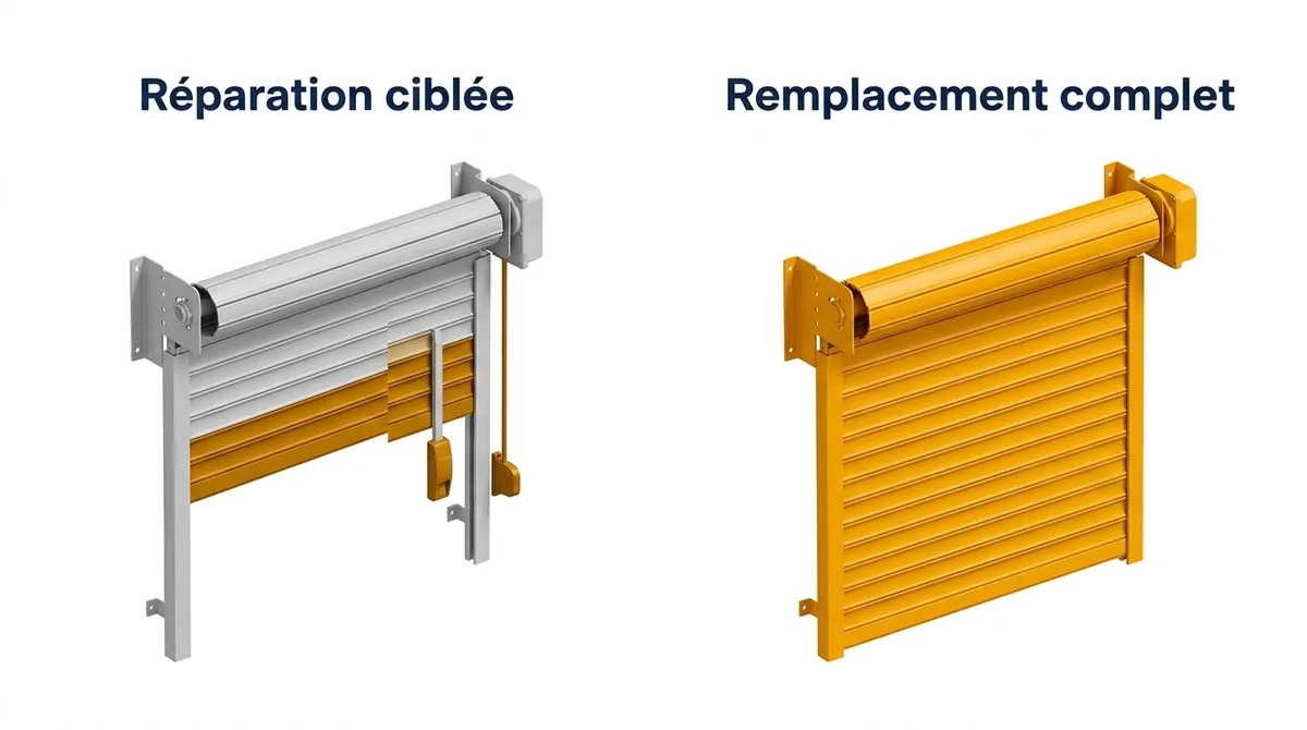 Rideau métallique à Esbly : réparation ciblée comparée au remplacement complet