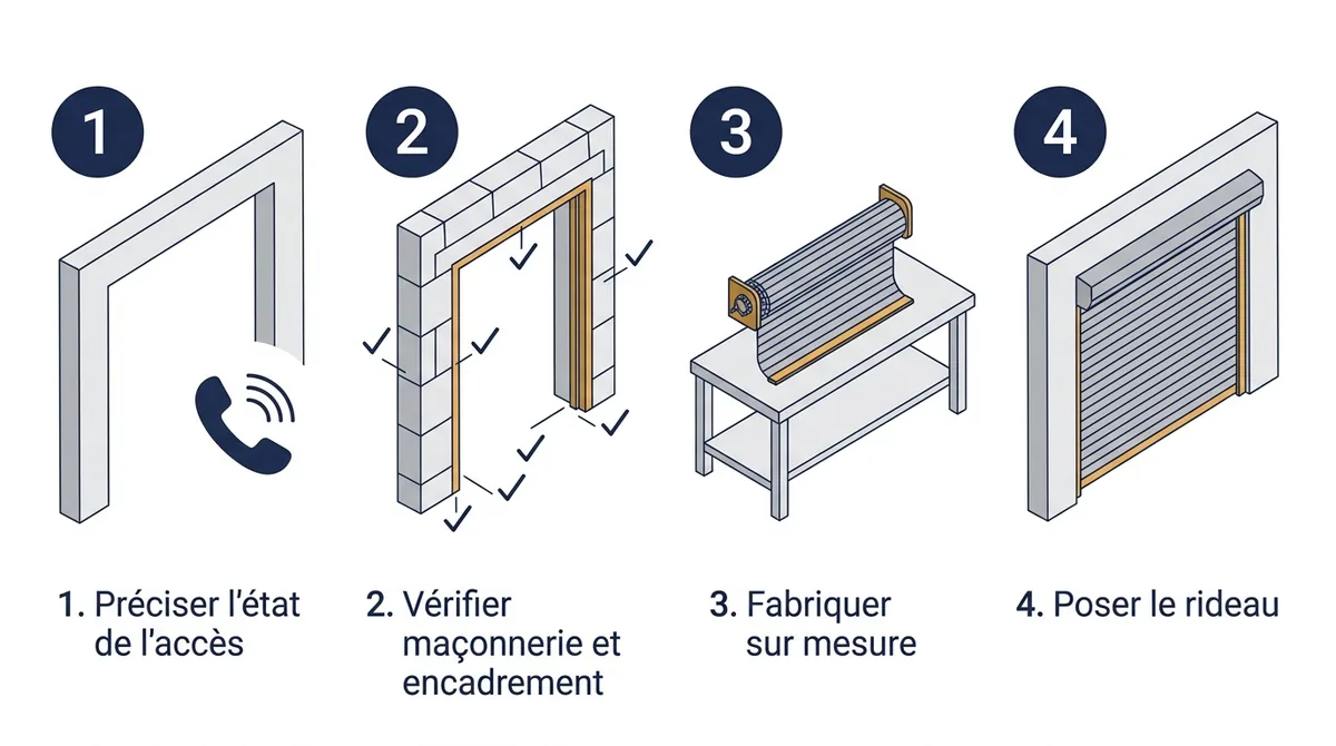 Rideau métallique à Étampes : étapes de l'appel, de la vérification, de la fabrication et de la pose