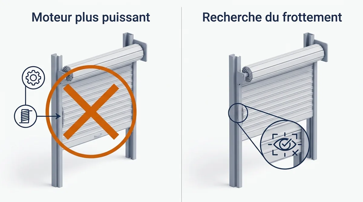 Rideau métallique à Les Clayes-sous-Bois : moteur plus puissant ou recherche du frottement