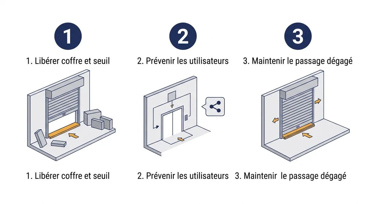 Rideau métallique à Lizy-sur-Ourcq : trois consignes pour préparer l’accès et sécuriser les essais