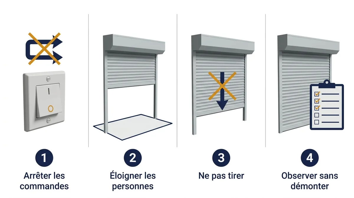 Rideau métallique à Mouroux : quatre étapes pour réagir à un blocage sans aggraver la panne