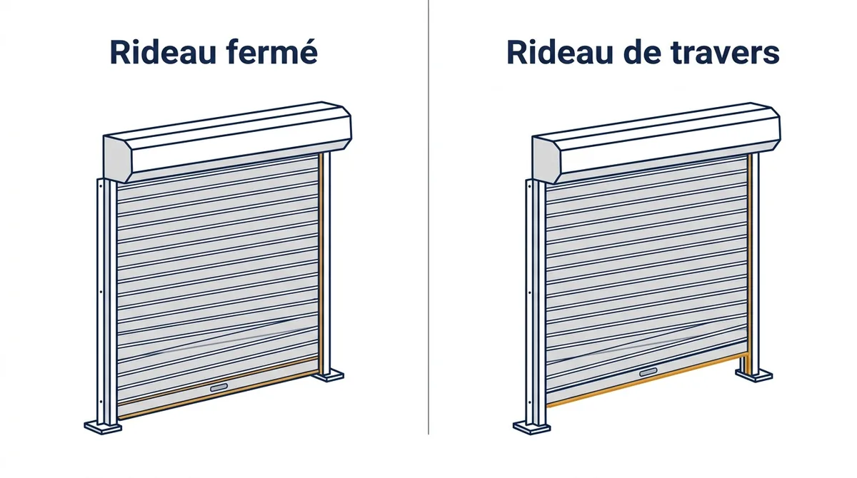 Rideau métallique à Nangis : comparaison d’un rideau fermé et d’un rideau de travers à signaler