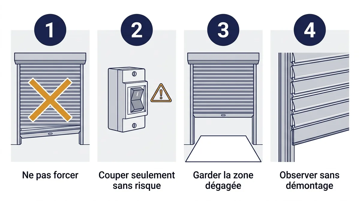 Rideau métallique à Paris 14e : précautions avant de contrôler un rideau bloqué de travers
