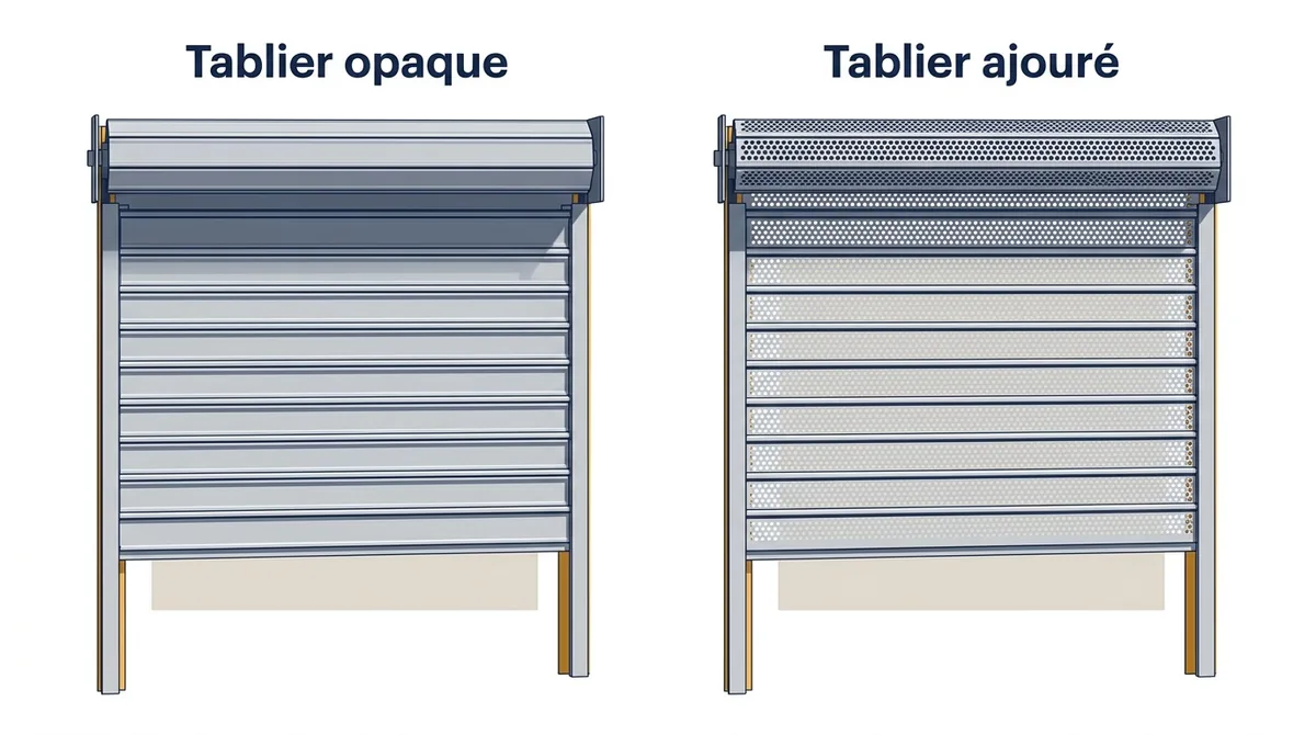 Rideau métallique à Persan : comparaison entre un tablier opaque et un tablier ajouré