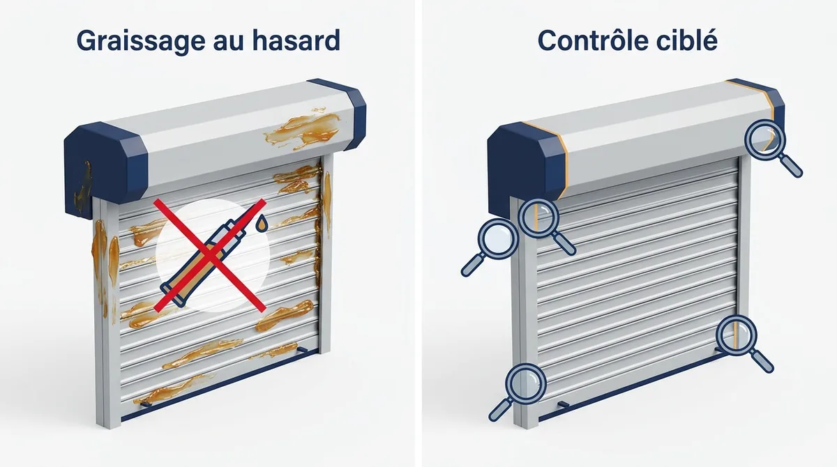 Rideau métallique à Persan : graissage au hasard et contrôle ciblé du mécanisme