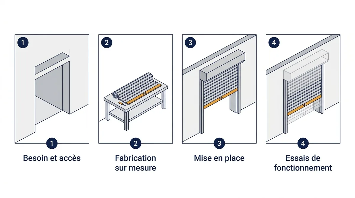 Rideau métallique à Roissy-en-Brie : besoins, fabrication sur mesure, mise en place et essais