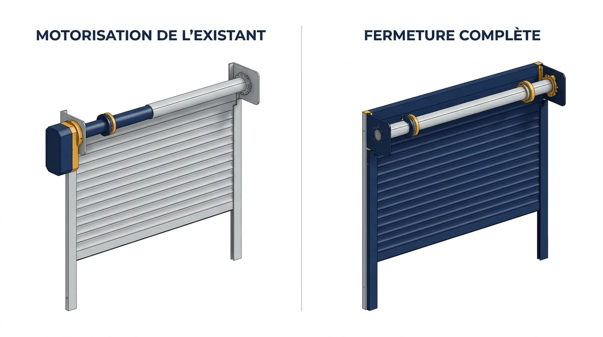 Rideau métallique à Servon : comparaison entre motorisation de l’existant et fermeture complète