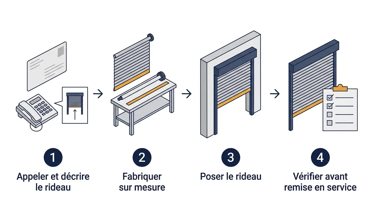 Rideau sur mesure à Lieusaint : étapes de l’appel aux vérifications avant remise en service