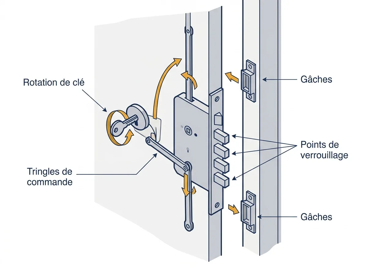 Serrure multipoints à Neuilly-sur-Marne : transmission du mouvement vers les points de verrouillage