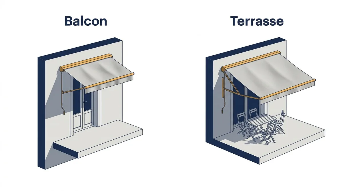 Store banne à Asnières-sur-Seine : comparaison du passage sur balcon et de l’ombre utile sur terrasse