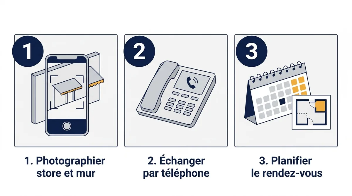 Store banne à Aubergenville : préparation du rendez-vous en trois étapes, des photos à l’organisation