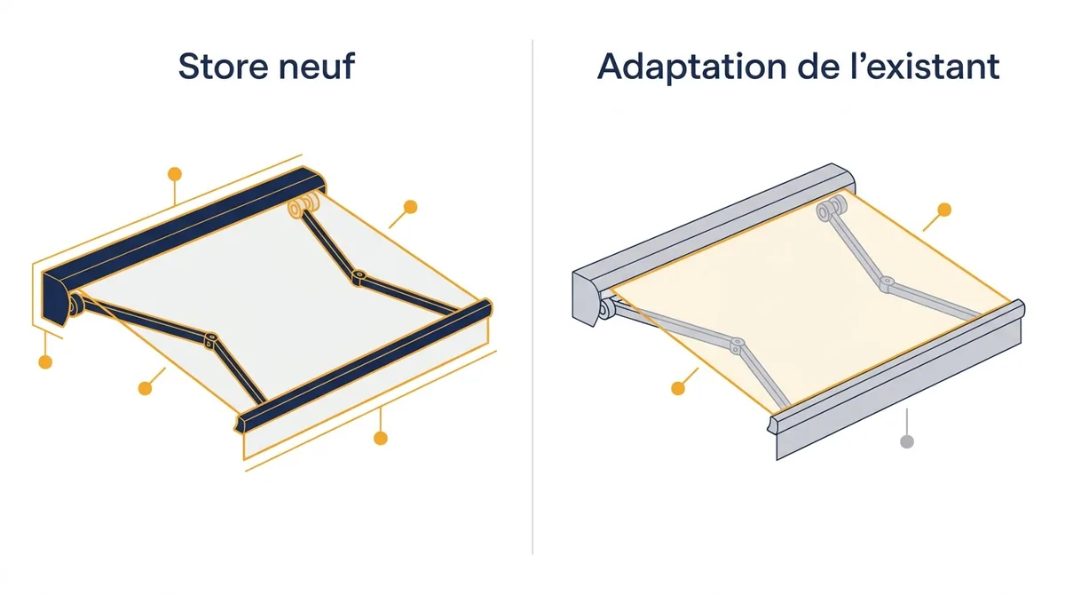 Store banne à Bailly-Romainvilliers : comparaison entre équipement neuf et adaptation de l’existant